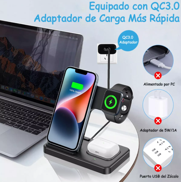 Estación de carga 3 en 1 Pro - Para iPhone, Apple Watch y AirPods
